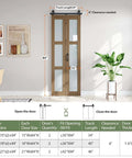 Double 15x84 Frosted Glass Barn Door Set In Brown Finish installed in modern room with table and plant