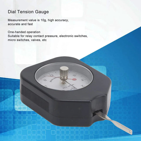 On The Go Gram Force Tension Gauge For Relay Contacts And Electronic Switches Portable 10g Reading With 0.2g Graduation Durable Alloy Build High Precision Tension Tester For Micro Switches And Circuit Makers, black dial gauge