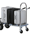 2 In 1 Industrial Stair Climbing Cart Folding Hand Truck With Heavy Duty Aluminum Frame, 1000 Lbs Capacity On Floors And 550 Lbs On Stairs, Tri Wheel Climber With Universal Casters, Portable, Durable, And Easy To Store, loaded with suitcases