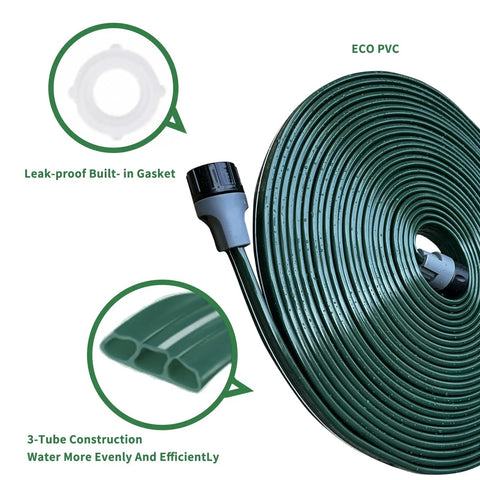 Sprinkler Hose And Soaker Hose For Yard 100 Feet Reinforced Flat Garden Hose With Holes Heavy Duty No Kink Lawn Irrigation Hose