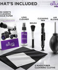 Altura Photo camera cleaning kit with air blower, tissue paper, spray cleaner, brush, cleaning pen, 3 microfiber cloths.