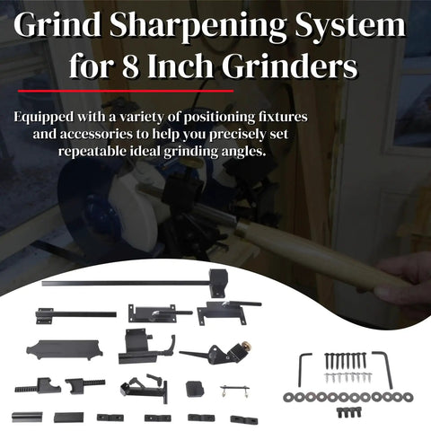 Heavy Duty Sharpening System For 8 Inch Grinders Complete Kit With Quad Jig and accessories displayed