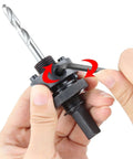 7/16 in shank hole saw arbor with quick-change mandrel and pilot drill bit; steel construction