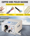 Fully Automatic Wire Cutting Stripping Peeling Machine With Microcomputer Control, showcasing stripping functions and display panel.