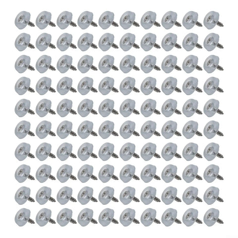 Transparent Non Slip Rubber Feet With Stainless Steel Screws, clear PVC anti slip pads laid out in grid, 1.6 x 1.5 x 0.7 cm pack of 100