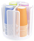 Rotating Cup Dispenser With Four Compartments And Lid Holder 360 Degree Tray Holds 3 To 16 Oz Disposable Cups Countertop Organizer