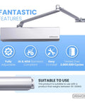 Beefy Heavy Duty Commercial Door Closer Grade 1 Hydraulic Automatic Overhead Self Closer For High Traffic Doors infographic
