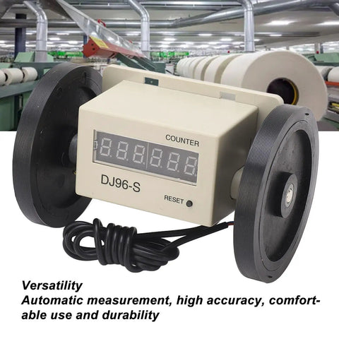 Digital Metric Distance Measuring Wheel, 0.01 to 999999m Measuring Range Double Wheel Distance Counter Tool, AC110V Powered showing digital display and wheels.
