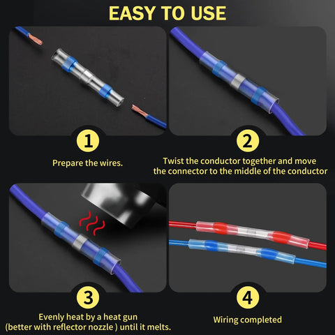 Get Your Hands On This Awesome 350 Pc Solder Seal Heat Shrink Butt Wire Connectors Kit For Serious Wiring Jobs That Needs Top Tier Conductivity And Reliable Sealing To Keep Connections Tight And Dry Anytime, easy use steps