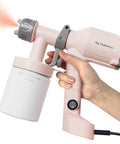 Ultra Light Paint Sprayer Gun For Indoor And Outdoor Work Featuring Sweet Pink Body, ergonomic design, 600ml cup, and ease of use.