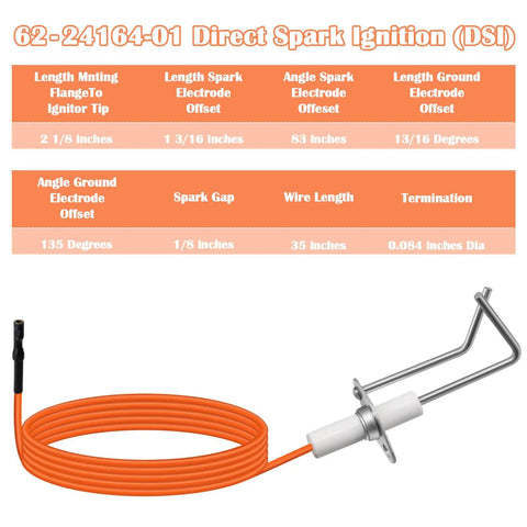 2 Pack Heavy Hitter 62 24164 01 Direct Spark Ignitor For Rheem Ruud Pse R36 Furnace With 35 Inch Lead Wire Solid Flame Sensor Spark Electrode Easy Peasy Replacement