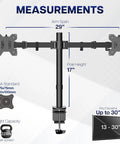 Rock Solid Dual Monitor Desk Mount For 13 To 30 Inch Screens Up To 22 Lbs Each, Heavy Duty Steel Arm With C Clamp Or Grommet, Black