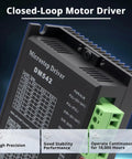 DM542 CNC Digital Stepper Motor Driver Pro Grade Heavy Duty 1.0 To 4.2 Amp 20 To 50 Volt DC 2 Phase 128 Subdivision Micro Step Resolution CNC Controller For Nema 17 And Nema 23 Motors, front view showing specifications and features like high precision and stability.