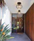 Black Crystal Flush Mount Ceiling Light With Modern Close To Ceiling Design Semi Flush Fixture in a hallway entrance view