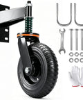 Heavy Duty 8-Inch Gate Wheel With Spring Loaded Support And 750 Lb Capacity, 360 Degree Rotation, includes bolts and tools