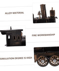 Close-up details of Vintage Steam Locomotive Model Sculpture for Desk Decor and Living Room, showcasing alloy material and fine workmanship.