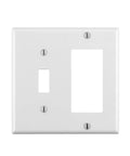 2-Gang Wall Plate With 1 Toggle And Decora GFCI Combo Standard Size Thermoset Device Mount White Finish