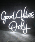 Good Vibes Only Neon Sign Wall Decor White Neon Light For Bedroom Bar Wedding Engagement Christmas Valentine’s Day Birthday Party 16.9 x 9 Inch Clear Acrylic Neon Strip Light