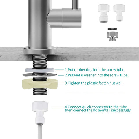 Installation guide for Reverse Osmosis Drinking Water Faucet For Non Air Gap Filtration Systems Modern Stainless Steel Kitchen RO Faucet