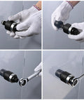 Worker using Pro Grade Knockout Hole Punch Set From Half Inch To Two Inch For Sheet Metal And Electrical Conduit Ratcheting Wrench Kit.