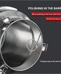 Inside view of Heavy Duty 304 Stainless Steel Milk Jug With Slick Airtight Seal showing polished inner wall and hanging ring.