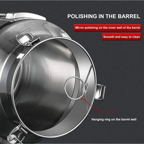 Inside view of Heavy Duty 304 Stainless Steel Milk Jug With Slick Airtight Seal showing polished inner wall and hanging ring.