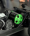 4300KV Green Viper 1621 RC Brushless Motor For 1/30 Scale Axial SCX30 Upgrade installed in crawler, close-up view