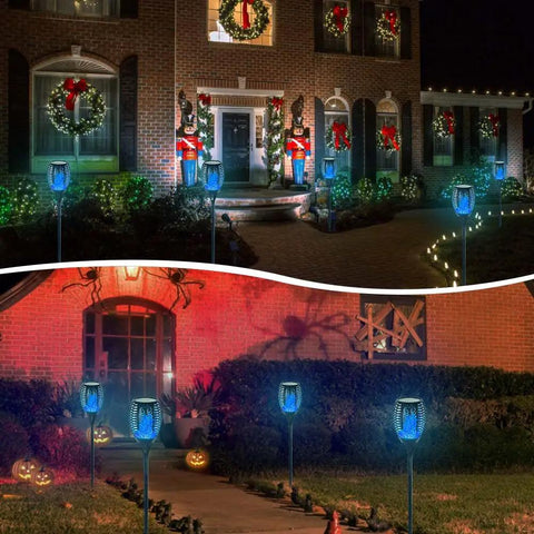 Outdoor Solar Torch Lights 4 Pack With 99 LED Flickering Flame IP65 Waterproof Garden Yard Decor Realistic Torch Effect