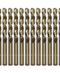 Ten-Piece Three-Eighths Inch Cobalt Drill Bit Set with M35 High Speed Steel, for Hardened Metal, Stainless Steel, Cast Iron