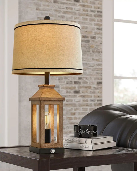 Cozy Farmhouse Style Table Lamp With Dual USB Ports And Night Light 3 Way Dimmable Touch Control Vintage Modern Glow For Living Room Bedroom Or Office 23.75 Inch Tall Hollowed Wood Body With Warm Lampshade on table