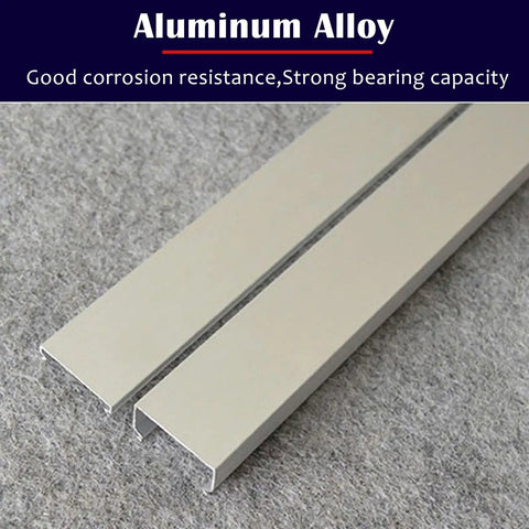 Top view of Aluminum Alloy Cable Cover for Stainless Steel Pro Grade Floor Cable Cover Kit Self Adhesive 72 Inch Long 3.9 Inch Wide 2 Inch High 4 Pack