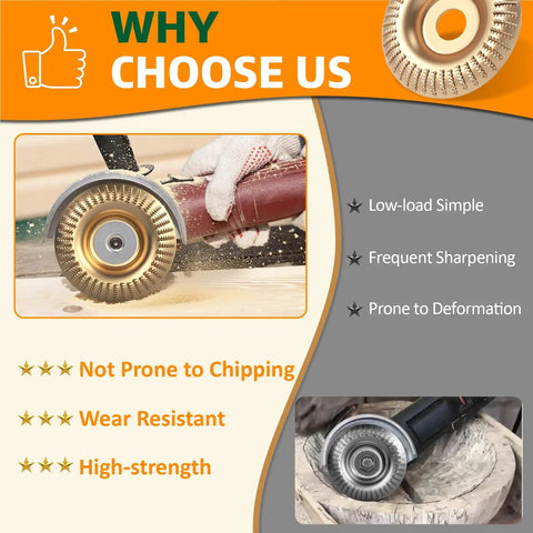 14 Piece Wood Carving Discs Set For 4 Inch And 4.5 Inch Angle Grinders in use, showcasing durability and precision carving.