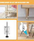 Heavy Duty Adjustable Furniture Levelers 8 Pack Beefy For Tables Cabinets Workbenches And Shelves, metal threaded feet in use