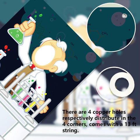 Science Party Banner For Pretend Play Let Kids Channel Their Inner Mad Scientist Backdrop Decor Chemistry Theme For School Classroom Lab Birthday Party Supplies with cartoon scientist and beakers