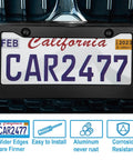 Matte Black License Plate Frame Set For Your Ride, 2 Hole Solid Aluminum Car Plate Holder on vehicle with text highlights