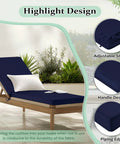Get Comfy Two-Piece Chaise Lounge Cushions Set for Outdoor Furniture, navy, 72x21x3, waterproof, on patio chair