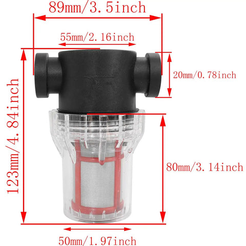 Three Quarters Inch NPT Inline Strainer For Garden Hose Sediment Filter With 200 Mesh Stainless Steel Screen dimensions