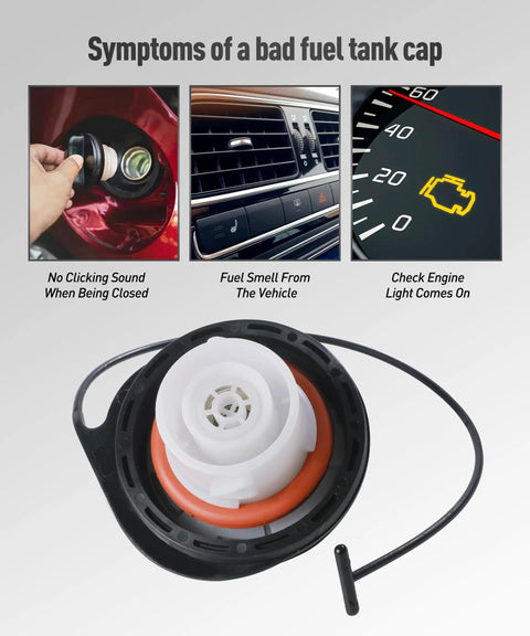 Universal Gas Cap Replacement For Cars And Trucks, Tough Durable Fuel Tank Cap That Fits 1500 2500 3500 HD And More, GT330 Part Compatible, Easy Snap Seal, High Quality Plastic Construction, Automotive Fuel System Accessory on white background