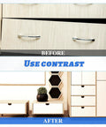 Before and after image showing cabinet installation with 10 Pairs False Drawer Front Clips With Screws For Cabinet Installations.