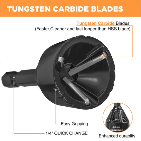 Beefy Heavy Duty Tungsten Carbide Chamfering Drill Bit 1/4 To 3/4 Inch Uniburr Deburring Tool featuring tungsten carbide blades