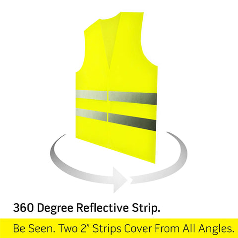 20 Pack Yellow Hi Vis Reflective Safety Vests With 360 Degree Visibility And Silver Strips Mesh Lightweight for Work, Cycling, Running, Construction Unisex Fit.