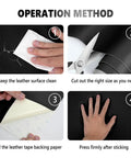 Operation method for Leather Repair Patch Self Adhesive Breathable Perforated Faux Leather Patch For Furniture Cars Seats Office Chairs And Sofas Black 7.8x11.8 Inch Easy Fix For Worn Spots And Tears.