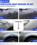 Paintless Car Dent Repair Kit With Portable Dent Puller Tools 28 Piece Dent Removal Set For Car Doors Hail Damage And Refrigerator Dents No Drilling Safe On Paint Easy DIY Body Fix before and after car door dent repair