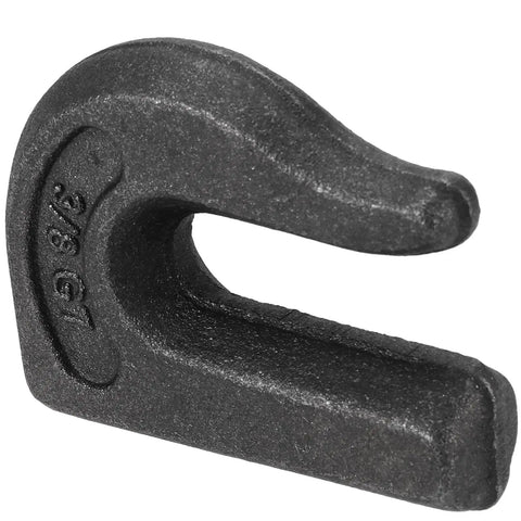 Close-up of Eight Pack Three Eighths Inch Weld On Grab Chain Hook, 6600 Lbs Capacity Grade 70 U Type Weldable Tow Hook.