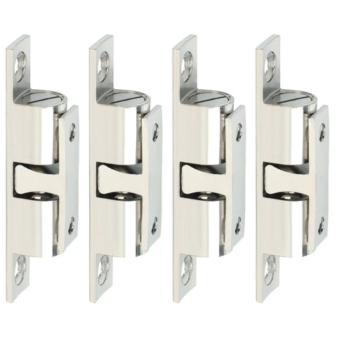 Double Roller Catch Cabinet Latches, Adjustable Ball Tension Brass Roller Catch, 67mm Solid Metal Cabinet Latches And Catches, Pack Of 4 In Silver Finish, Built Tough For Everyday Use, shown in front view.