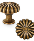 Antique Brass Cabinet Knobs 10 Pack For Kitchen Cabinets And Dresser Drawers Zinc Alloy Hardware Pulls With Vintage Floral Design
