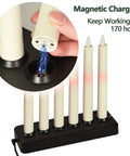 LED Taper Candles With Remote Control, Rechargeable Amber Glow, 6 Pack, charger base, Safe ABS Flame Retardant Decor