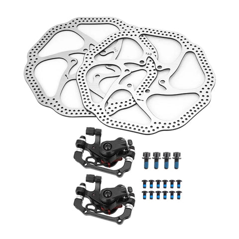 Top Grade Motorcycle Brake Rotor Mountain Bike Mechanical Disc Brake Set 160mm rotors and hardware kit with aluminum parts.