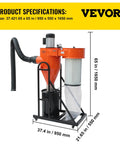 2 HP Dust Collector Beast For Your Shop With 1167 CFM Portable Vortex System, 39 Gallon Bag, Mobile Base, 120V, 3400 RPM