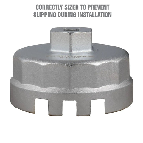 Toyota And Lexus 64mm Oil Filter Wrench With 14 Flutes And Three Eighths Drive Cap Wrench showcasing fit and durability